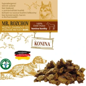Koňské kostky sušené — monoproteinový přírodní pamlsek pro psy ze 100% koňského masa