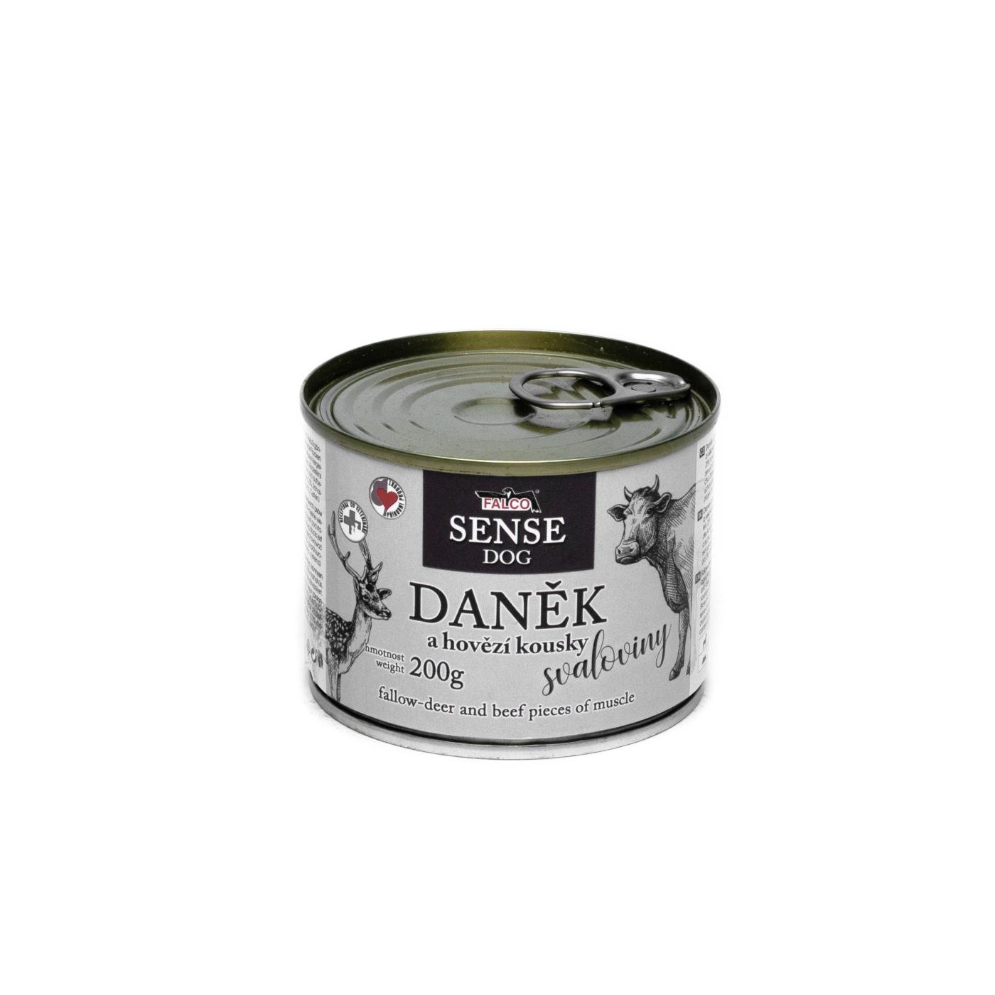 FALCO SENSE DOG konzerva daněk a hovězí pro psy 200g