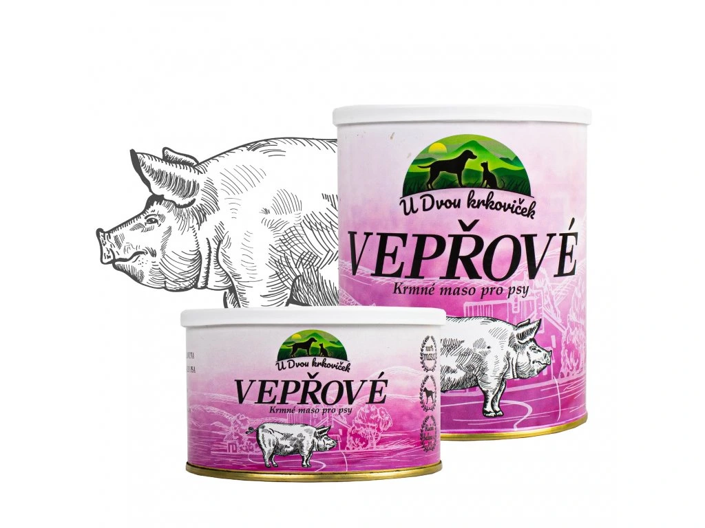 vepřová konzerva pro psy monoprotein 100% svalovina bez éček